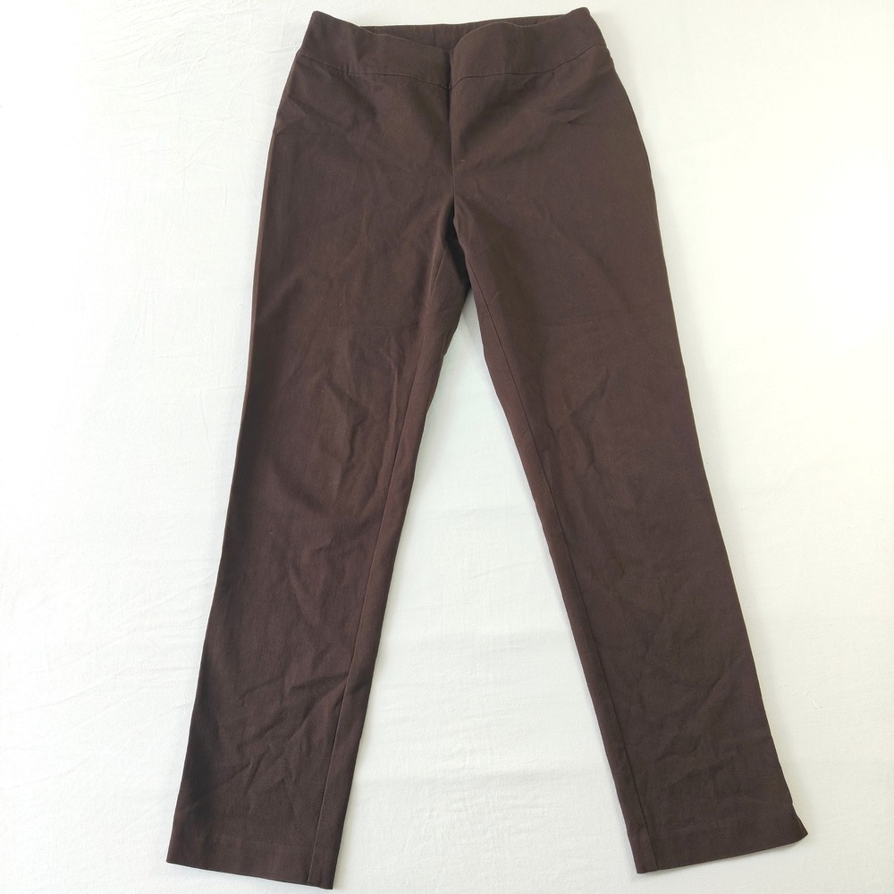 Chico's Fabulously Slimming Pants Size 1 Brown Straight Leg Stretch Workwear